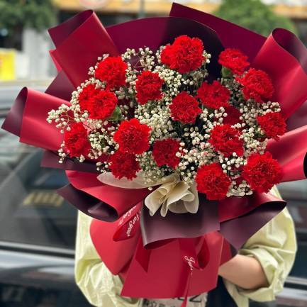 Bouquet of 19 red carnations