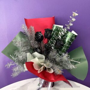 圣诞节黑色干燥玫瑰花束- Dried Black Roses Christmas Bouquet