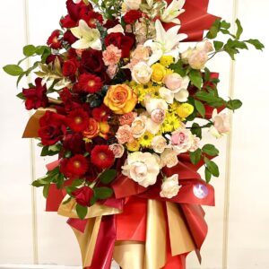 红金开业花篮A Red and Gold Grand Opening Flower Basket-A