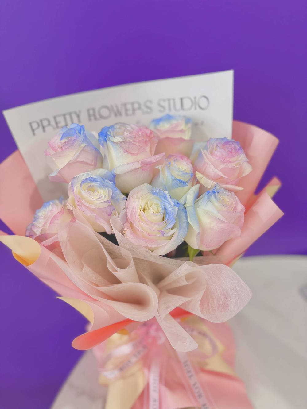 Pink Blue Roses Bouquet
