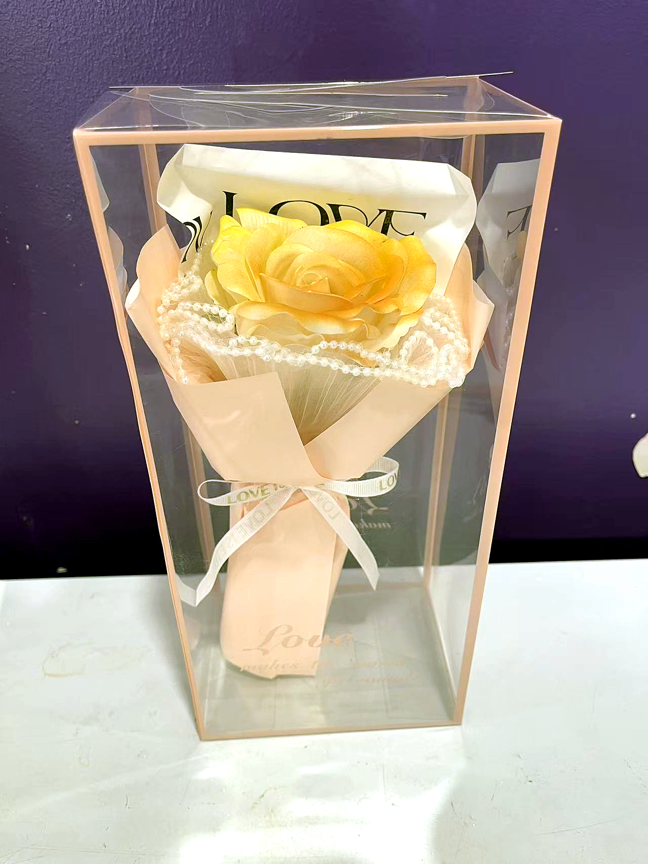 F359 Single Soap Flower Gift Box - Pink / 单支香皂花礼盒 - 粉色