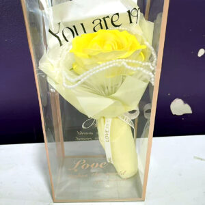 F361 Single Soap Flower Gift Box - Yellow / 单支香皂花礼盒 - 黄色