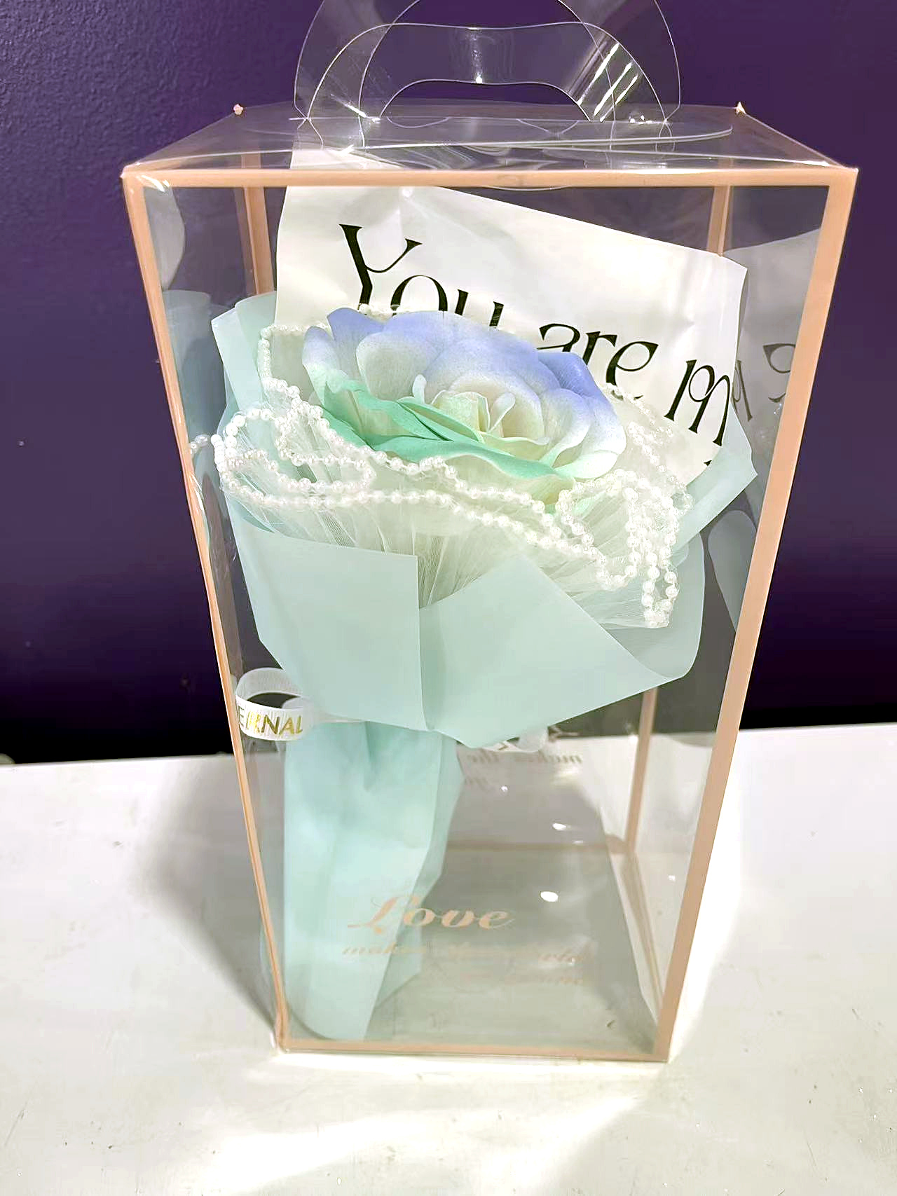 Single Soap Flower Gift Box - Blue / 单支香皂花礼盒 - 蓝色