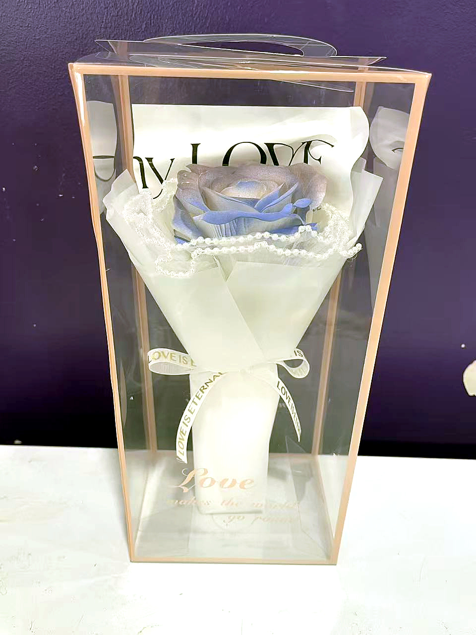Single Soap Flower Gift Box - White / 单支香皂花礼盒 - 白色