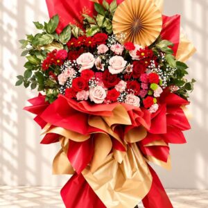 G067 Red & Gold Grand Opening Flower Basket / 红金开业花篮